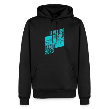 Niveau jusqu’à Père 2023 - Grossesse Bébé - Sweat à capuche Premium bio Homme - noir - Devant - Nico (187cm)