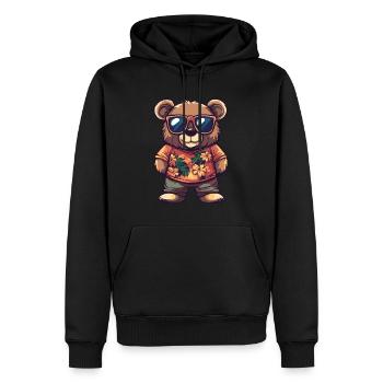 Bär Comic Lustig Sommer - Männer Premium Bio Hoodie - Schwarz - Vorne - Nico (187cm)