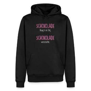 Schokolade - Männer Premium Bio Hoodie - Schwarz - Vorne - Nico (187cm)