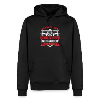Geprüft bester Schrauber - Männer Premium Bio Hoodie - Schwarz - Vorne - Nico (187cm)