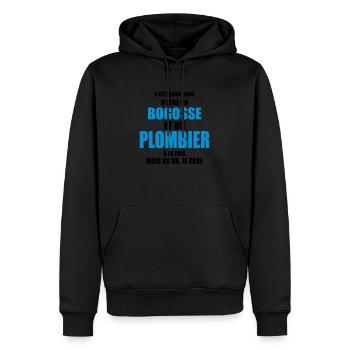 c'est compliqué d'être un bogosse et un plombier - Sweat à capuche Premium bio Homme - noir - Devant - Nico (187cm)