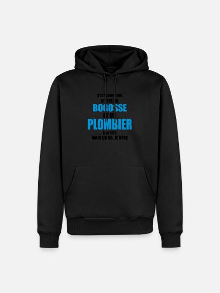 c'est compliqué d'être un bogosse et un plombier - Sweat à capuche Premium bio Homme - noir