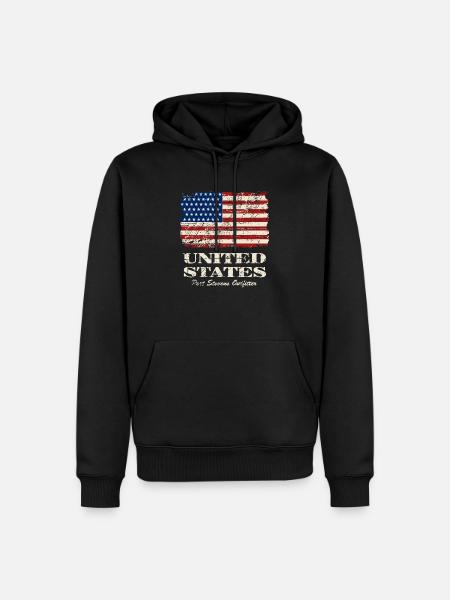 USA Flag - Vintage Look - Ekologiczna męska bluza z kapturem Premium - czarny