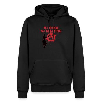 ni dieu ni maître - Sweat à capuche Premium bio Homme - noir - Devant - Nico (187cm)