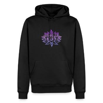 lotus couleurs violet - Sweat à capuche Premium bio Homme - noir - Devant - Nico (187cm)