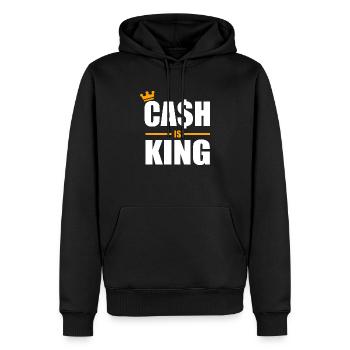 Bargeld ist König, Geld, Erfolg, Hustle, Hartarbeit - Männer Premium Bio Hoodie - Schwarz - Vorne - Nico (187cm)