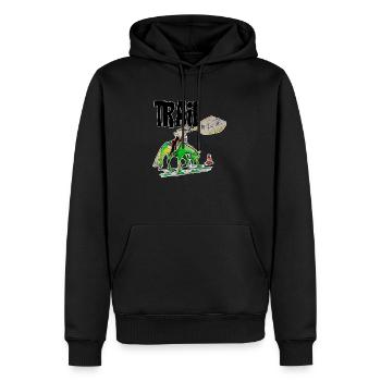 Trail - Männer Premium Bio Hoodie - Schwarz - Vorne - Nico (187cm)