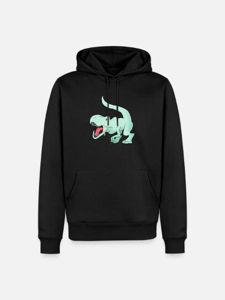 niedliche Mint grün t rex Dinosaurier - Männer Premium Bio Hoodie - Schwarz