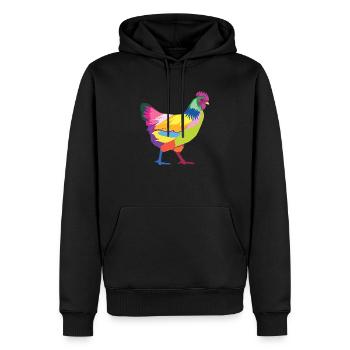Poulet coloré arc-en-ciel poule - Sweat à capuche Premium bio Homme - noir - Devant - Nico (187cm)