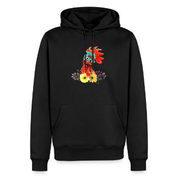 Poulet poules poules poules à lunettes - Sweat à capuche Premium bio Homme - noir - Devant - Nico (187cm)