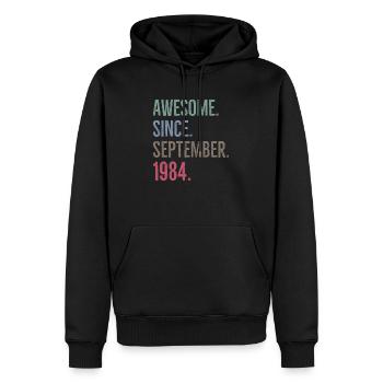 Génial depuis septembre 1984 - Sweat à capuche Premium bio Homme - noir - Devant - Nico (187cm)