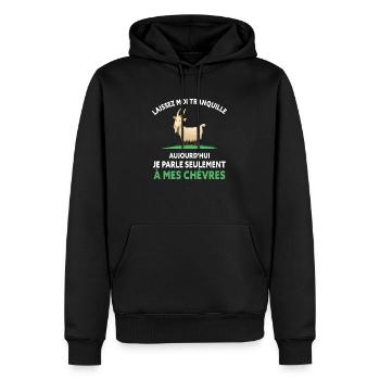 je Parle Seulement a mes chèvres - Sweat à capuche Premium bio Homme - noir - Devant - Nico (187cm)