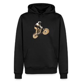 Mountainbiken bergab - Männer Premium Bio Hoodie - Schwarz - Vorne - Nico (187cm)