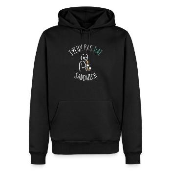 j'peux pas j'ai sandwich idée cadeau humour - Sweat à capuche Premium bio Homme - noir - Devant - Nico (187cm)