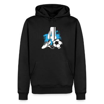 Fußball 4 Jahre alt Fußballer 4. Geburtstag - Männer Premium Bio Hoodie - Schwarz - Vorne - Nico (187cm)