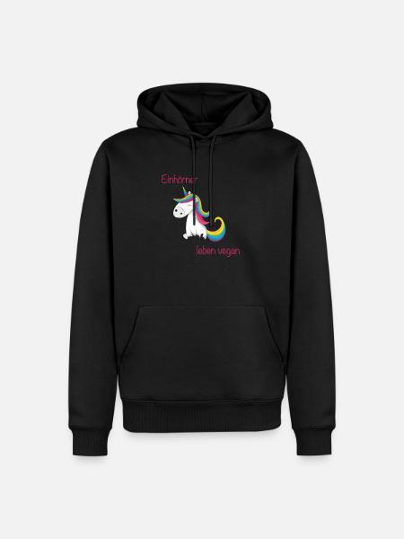 Einhörner leben vegan - Männer Premium Bio Hoodie - Schwarz