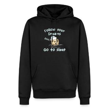 Follow your dreams, go to sleep - humour - Sweat à capuche Premium bio Homme - noir - Devant - Nico (187cm)