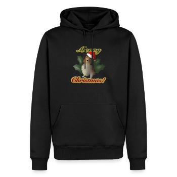 Merry Christmas Sheltie Comic Hund Weihnachten - Männer Premium Bio Hoodie - Schwarz - Vorne - Nico (187cm)