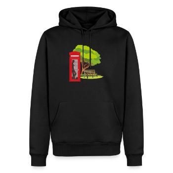 Cabine téléphonique dans le parc - Sweat à capuche Premium bio Homme - noir - Devant - Nico (187cm)