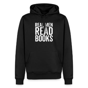 Echte Männer lesen Bücher - Männer Premium Bio Hoodie - Schwarz - Vorne - Nico (187cm)