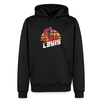 LOUIS - Beautiful boy name with T-REX Dino - Men’s Premium Organic Hoodie - black - Front - Nico (187cm)