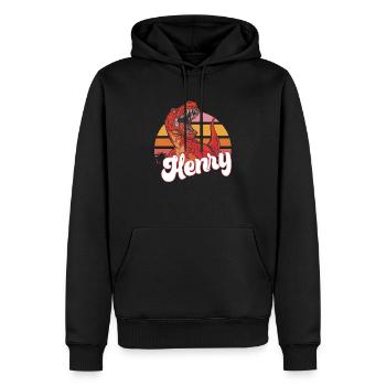 HENRY - Beautiful boy name with T-REX Dino - Men’s Premium Organic Hoodie - black - Front - Nico (187cm)