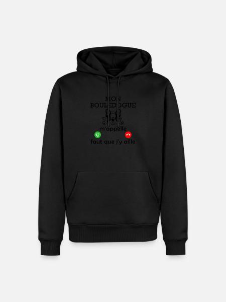 mon bouledogue m appelle / cadeau bouledogue - Sweat à capuche Premium bio Homme - noir