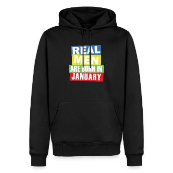 Real Men are Born In January - Sweat à capuche Premium bio Homme - noir - Devant - Nico (187cm)