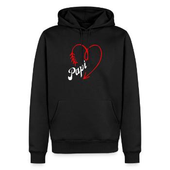 papi cœur - Sweat à capuche Premium bio Homme - noir - Devant - Nico (187cm)
