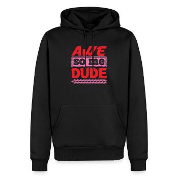 AWE SO ME DUDE LUSTIG - Männer Premium Bio Hoodie - Schwarz - Vorne - Nico (187cm)