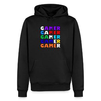 Mehrfarbiger weißer Retro-Gamer - Männer Premium Bio Hoodie - Schwarz - Vorne - Nico (187cm)