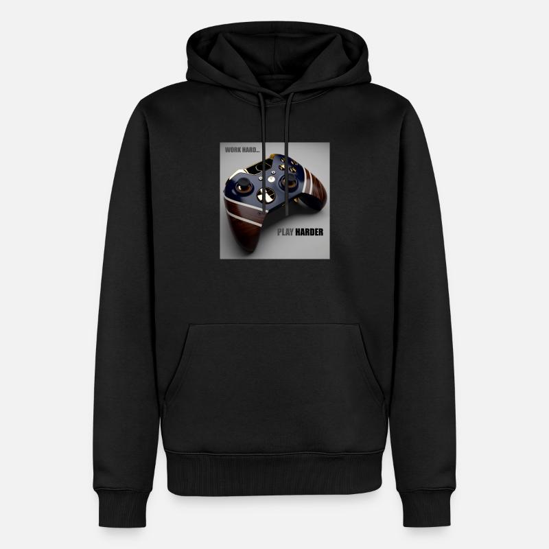 Game Controller Work Hard Geschenk - Männer Premium Bio Hoodie - Schwarz