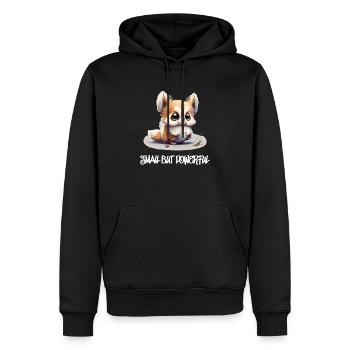 Petit mais puissant - Sweat à capuche Premium bio Homme - noir - Devant - Nico (187cm)