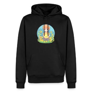 Nettes Anime-Jungen-Blumenfeld - Männer Premium Bio Hoodie - Schwarz - Vorne - Nico (187cm)