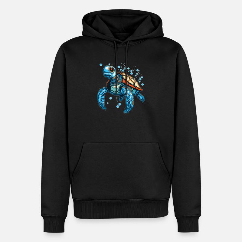 Schildkröte besteht aus Pixeln - Männer Premium Bio Hoodie - Schwarz