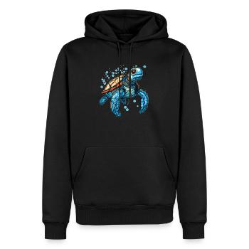 Turtle dans les graphismes de jeu rétro 8 bits - Sweat à capuche Premium bio Homme - noir - Devant - Nico (187cm)