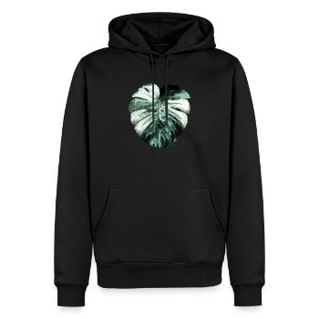 Monstera albo variegata in Petrol - Männer Premium Bio Hoodie - Schwarz - Vorne - Nico (187cm)