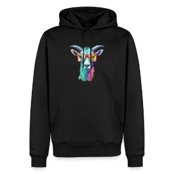 Biki die Ziege - Männer Premium Bio Hoodie - Schwarz - Vorne - Nico (187cm)