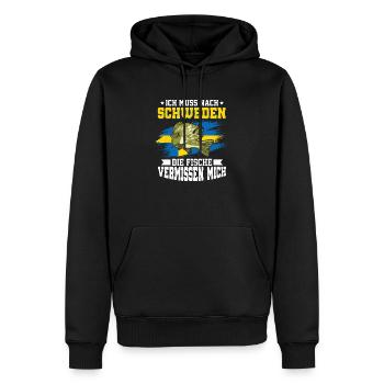 Ich Muss Nach Schweden Die Fische Vermissen Mich - Männer Premium Bio Hoodie - Schwarz - Vorne - Nico (187cm)