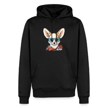 Romi der Fennek - Männer Premium Bio Hoodie - Schwarz - Vorne - Nico (187cm)
