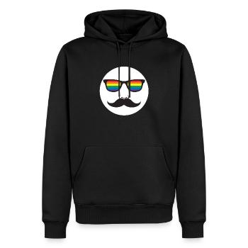 moustache lunette LGBT - Sweat à capuche Premium bio Homme - noir - Devant - Nico (187cm)