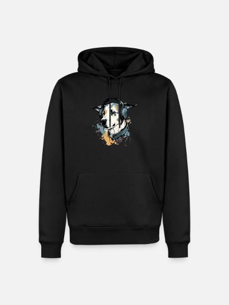 Den audiofile hund Jay - Herre Premium økologisk hoodie - sort