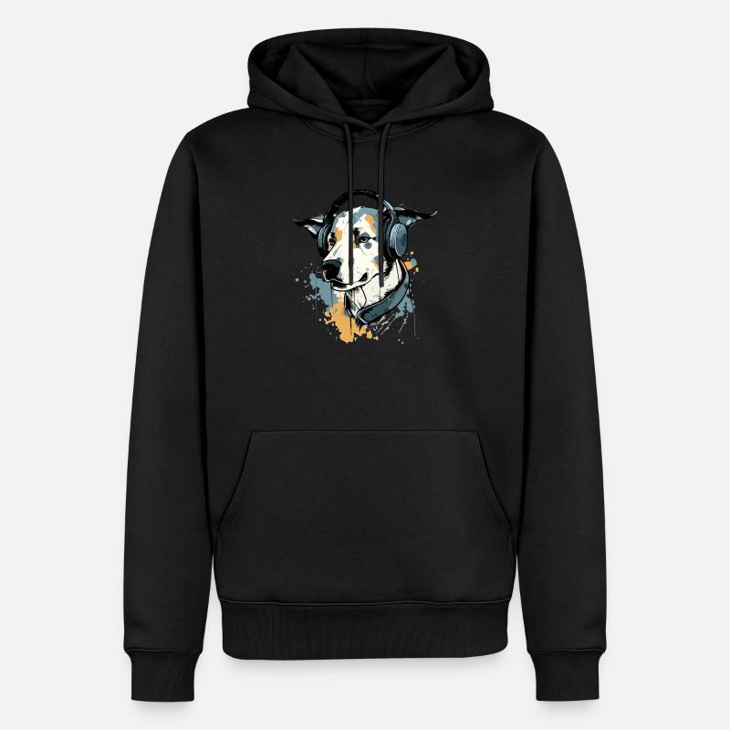 Jay le chien audiophile - Sweat à capuche Premium bio Homme - noir