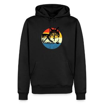 Retro Vintage Cute Cat Sunset Design - Men’s Premium Organic Hoodie - black - Front - Nico (187cm)