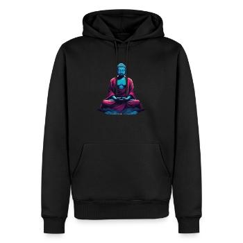Bouddha bleu dans la méditation contemplation dualité - Sweat à capuche Premium bio Homme - noir - Devant - Nico (187cm)