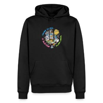 Pensez à l’escalade globale Fond lumineux local - Sweat à capuche Premium bio Homme - noir - Devant - Nico (187cm)