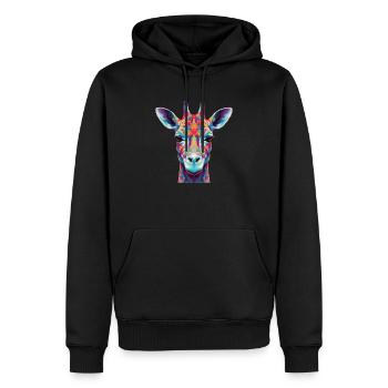 Girafe psychédélique - Sweat à capuche Premium bio Homme - noir - Devant - Nico (187cm)