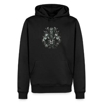Scandinavie nordique rétro viking mythologie mystique - Sweat à capuche Premium bio Homme - noir - Devant - Nico (187cm)