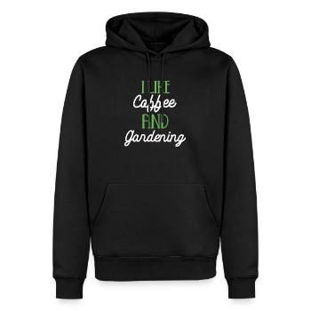 I like coffee and gardening funny gift gardener - Sweat à capuche Premium bio Homme - noir - Devant - Nico (187cm)