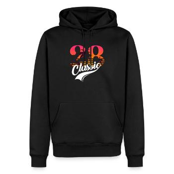 Vintage 1928-28e anniversaire - Sweat à capuche Premium bio Homme - noir - Devant - Nico (187cm)
